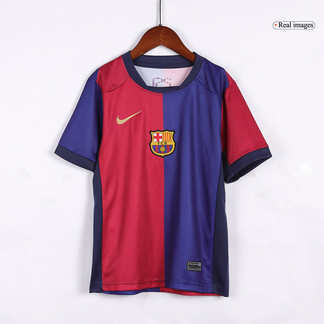 Kid's Barcelona Home Cheap Soccer Jersey Kit(Jersey+Shorts) 2024/25-Spotify Logo Without Text Go Soccer World Shop