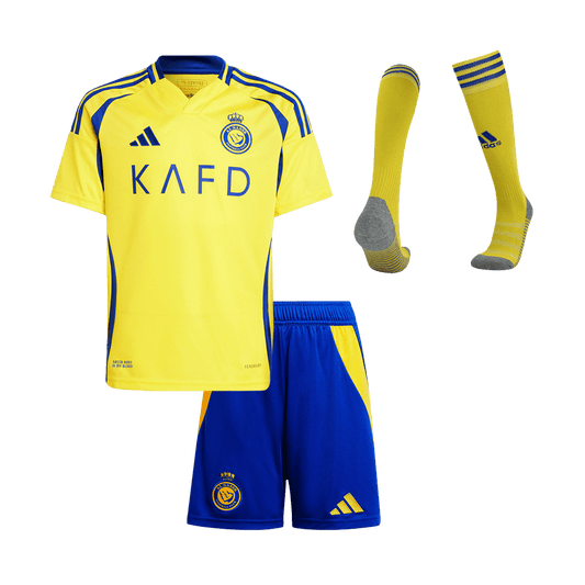 Kid's Al Nassr Home Cheap Soccer Jersey Kit(Jersey+Shorts+Socks) 2024/25 Go Soccer World Shop