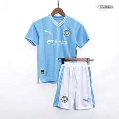 Kid's Manchester City Home Cheap Soccer Jersey Kit(Jersey+Shorts) 2023/24 Go Soccer World Shop