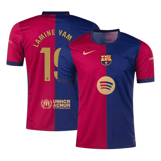 LAMINE YAMAL #19 Barcelona Home Cheap Soccer Jersey 2024/25- Spotify Logo Without Text Go Soccer World Shop
