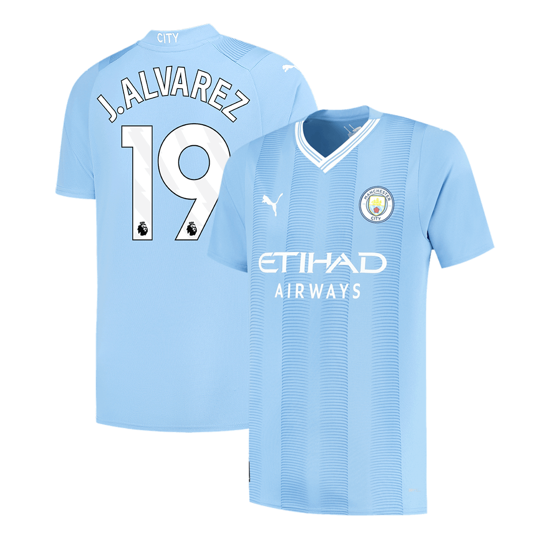 J.ALVAREZ #19 Manchester City Home Cheap Soccer Jersey 2023/24 Go Soccer World Shop