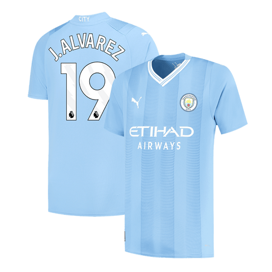 J.ALVAREZ #19 Manchester City Home Cheap Soccer Jersey 2023/24 Go Soccer World Shop