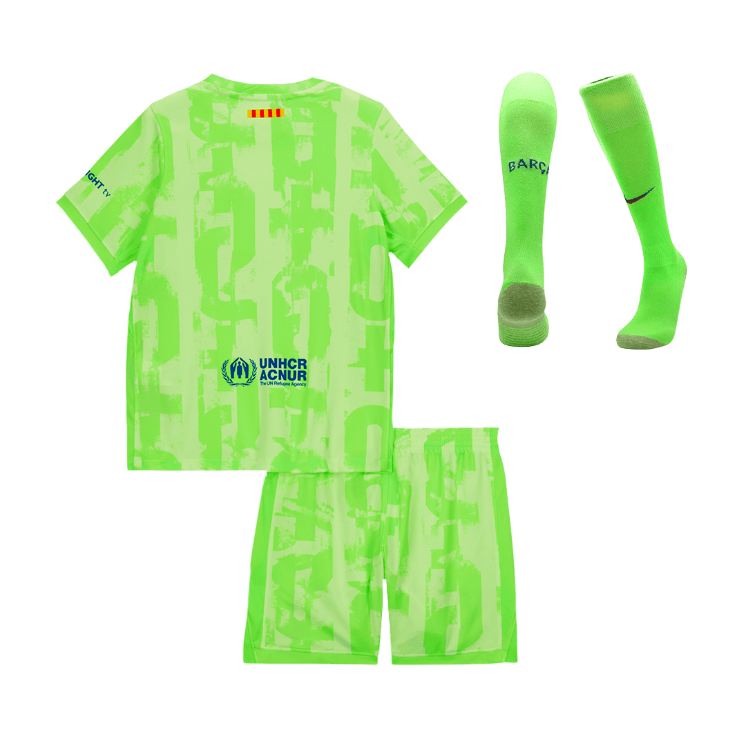 Kid's Barcelona Third Away Cheap Soccer Jersey Kit(Jersey+Shorts+Socks) 2024/25- UCL (Spotify Logo Without Text) Go Soccer World Shop