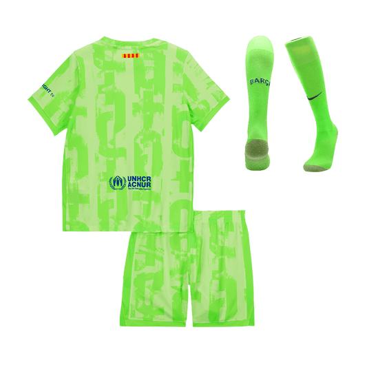Kid's Barcelona Third Away Cheap Soccer Jersey Kit(Jersey+Shorts+Socks) 2024/25- UCL (Spotify Logo Without Text) Go Soccer World Shop