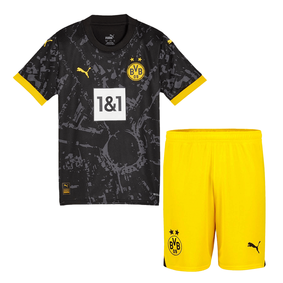 Kid's Borussia Dortmund Away Cheap Soccer Jersey Kit(Jersey+Shorts) 2023/24 Go Soccer World Shop