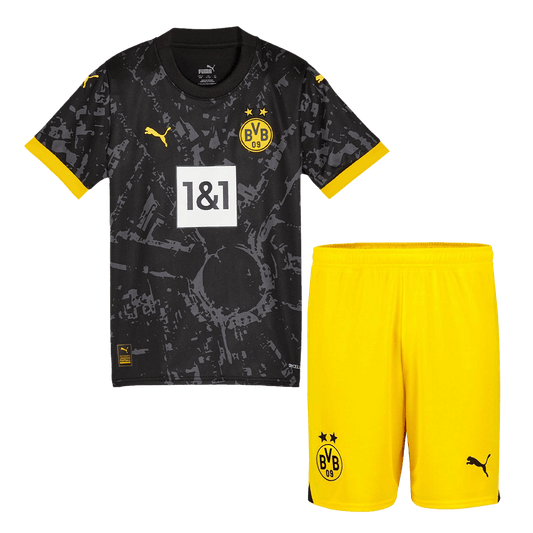Kid's Borussia Dortmund Away Cheap Soccer Jersey Kit(Jersey+Shorts) 2023/24 Go Soccer World Shop