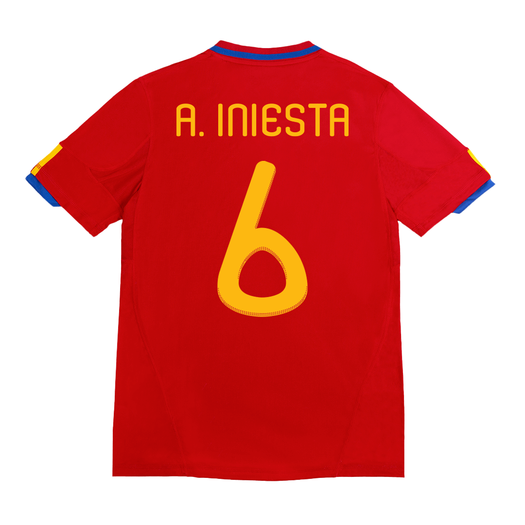 Retro A. INIESTA #6 2010 Spain Home Cheap Soccer Jersey Go Soccer World Shop