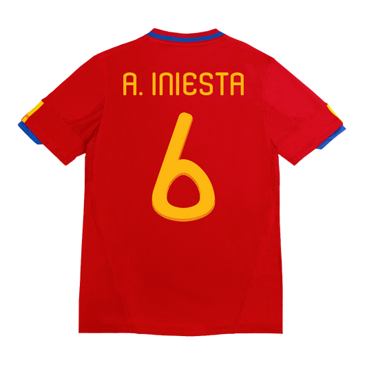 Retro A. INIESTA #6 2010 Spain Home Cheap Soccer Jersey Go Soccer World Shop