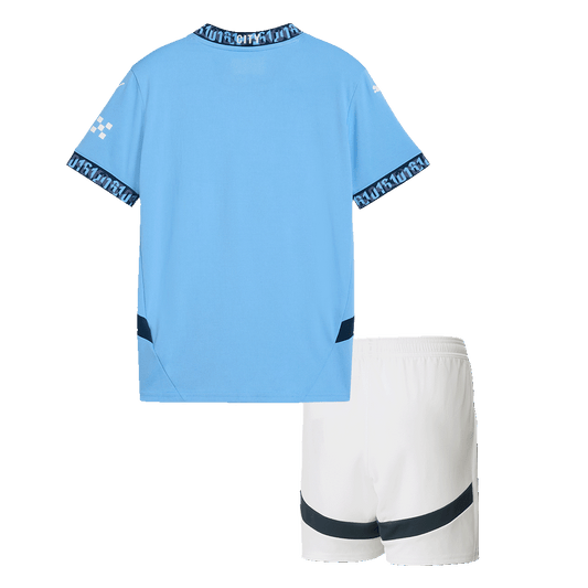 Kid's Manchester City Home Cheap Soccer Jersey Kit(Jersey+Shorts) 2024/25 Go Soccer World Shop