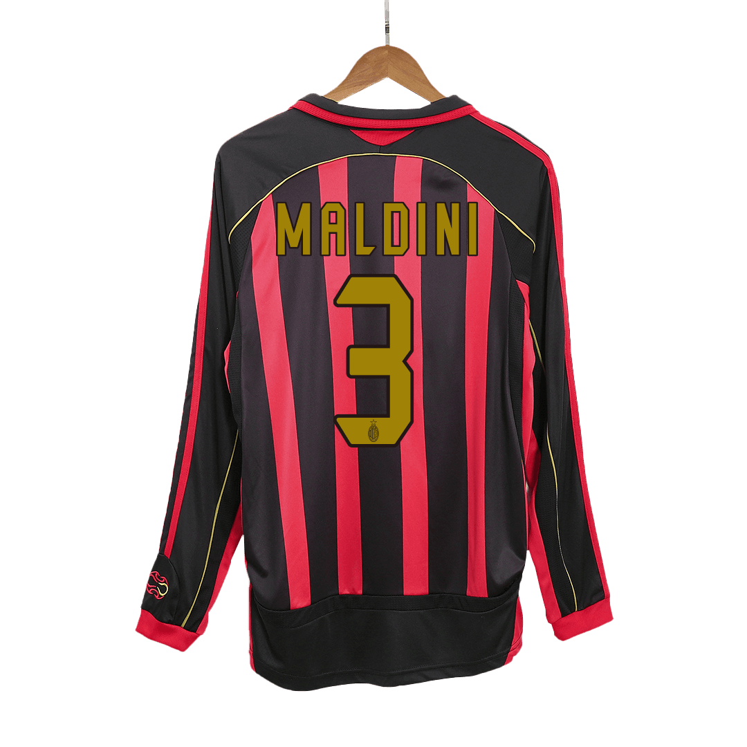 Retro MALDINI #3 2006/07 AC Milan Home Long Sleeve Cheap Soccer Jersey Go Soccer World Shop