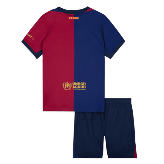 Kid's Barcelona Home Cheap Soccer Jersey Kit(Jersey+Shorts) 2024/25-Spotify Logo Without Text Go Soccer World Shop