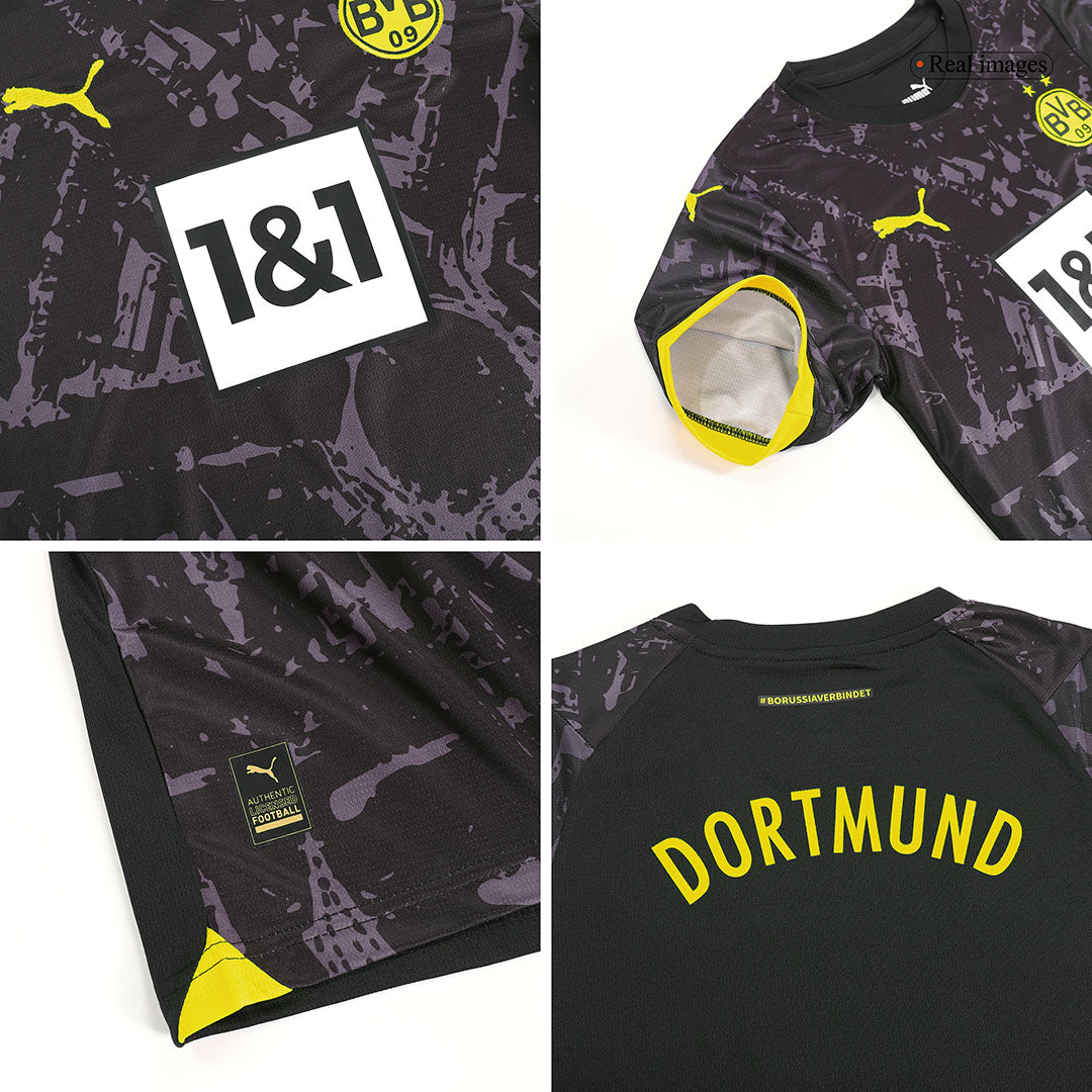 Kid's Borussia Dortmund Away Cheap Soccer Jersey Kit(Jersey+Shorts) 2023/24 Go Soccer World Shop