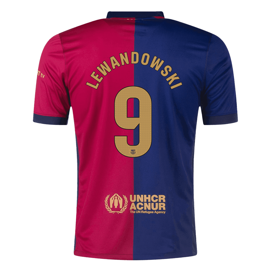 LEWANDOWSKI #9 Barcelona Home Cheap Soccer Jersey 2024/25- Spotify Logo Without Text Go Soccer World Shop