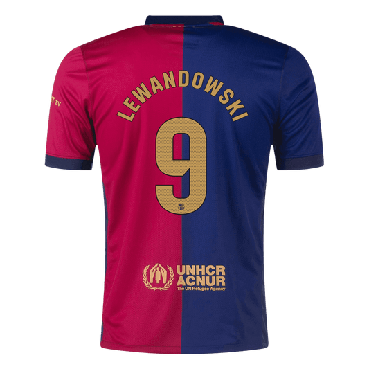 LEWANDOWSKI #9 Barcelona Home Cheap Soccer Jersey 2024/25- Spotify Logo Without Text Go Soccer World Shop