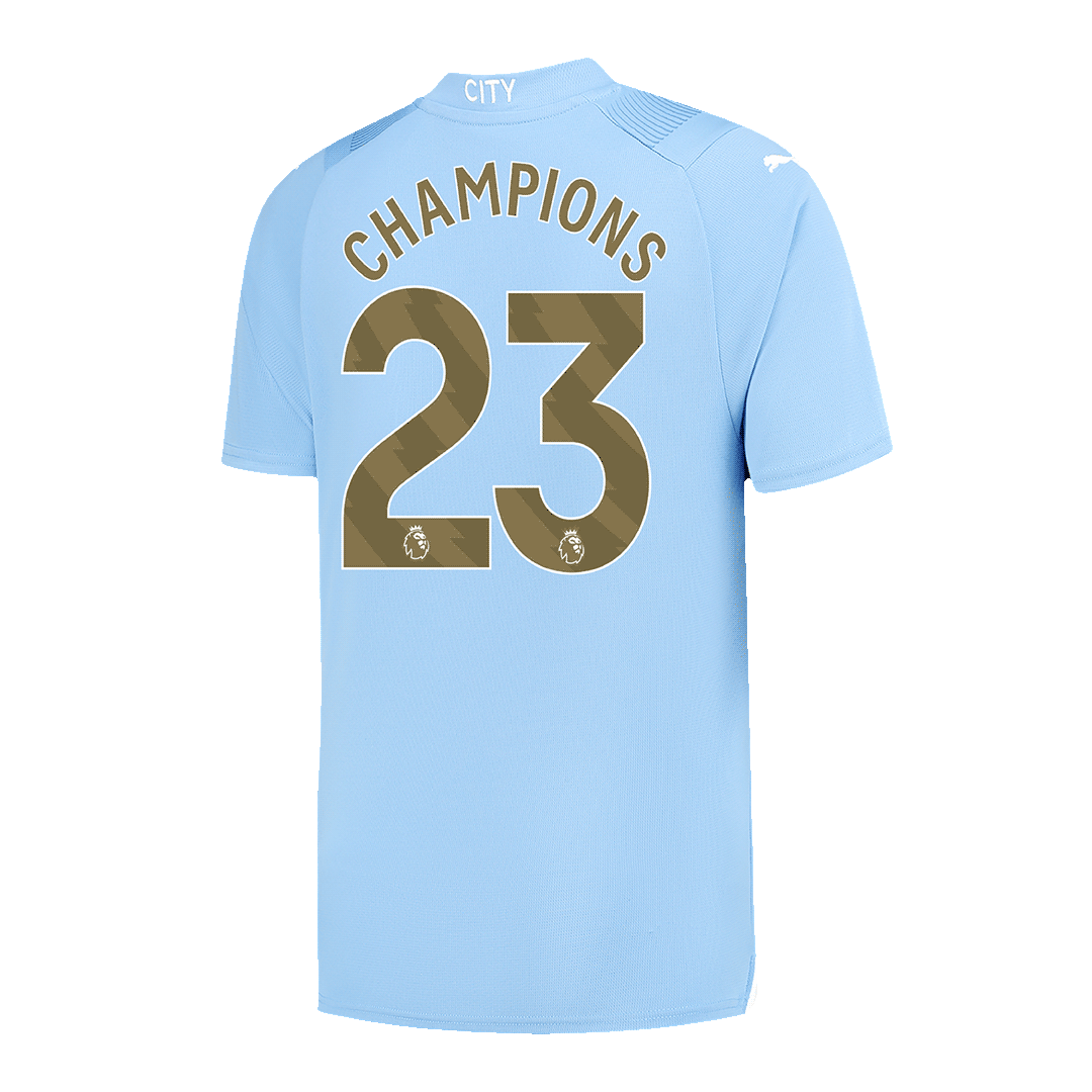 CHAMPIONS #23 Manchester City Home Cheap Soccer Jersey 2023/24 Go Soccer World Shop