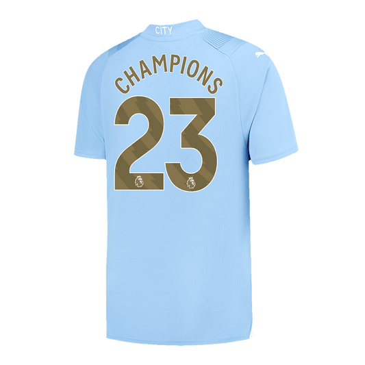 CHAMPIONS #23 Manchester City Home Cheap Soccer Jersey 2023/24 Go Soccer World Shop