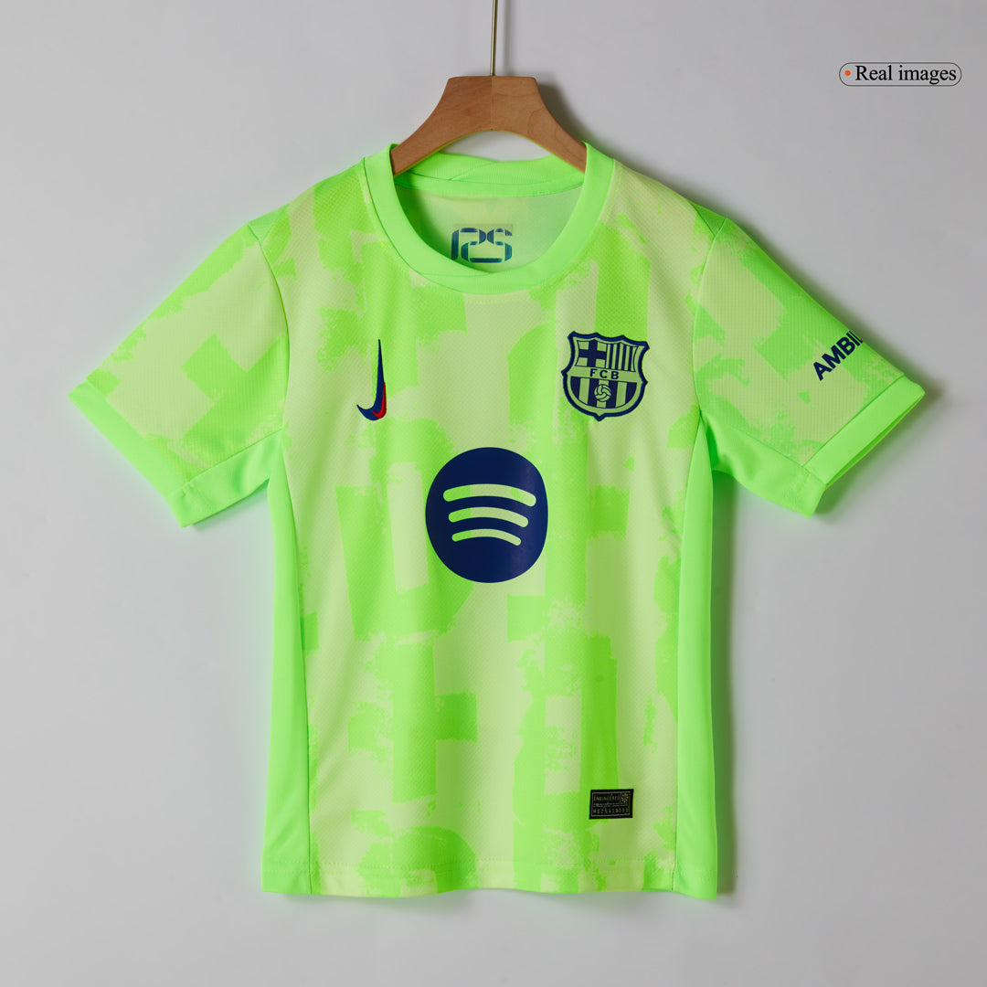 Kid's Barcelona Third Away Cheap Soccer Jersey Kit(Jersey+Shorts+Socks) 2024/25- UCL (Spotify Logo Without Text) Go Soccer World Shop