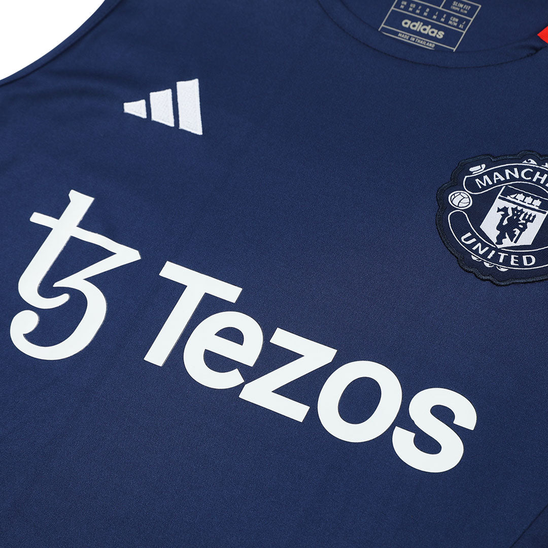Manchester United Pre-Match Cheap Soccer Jersey Vest Kit(Jersey+Shorts) 2024/25 Go Soccer World Shop