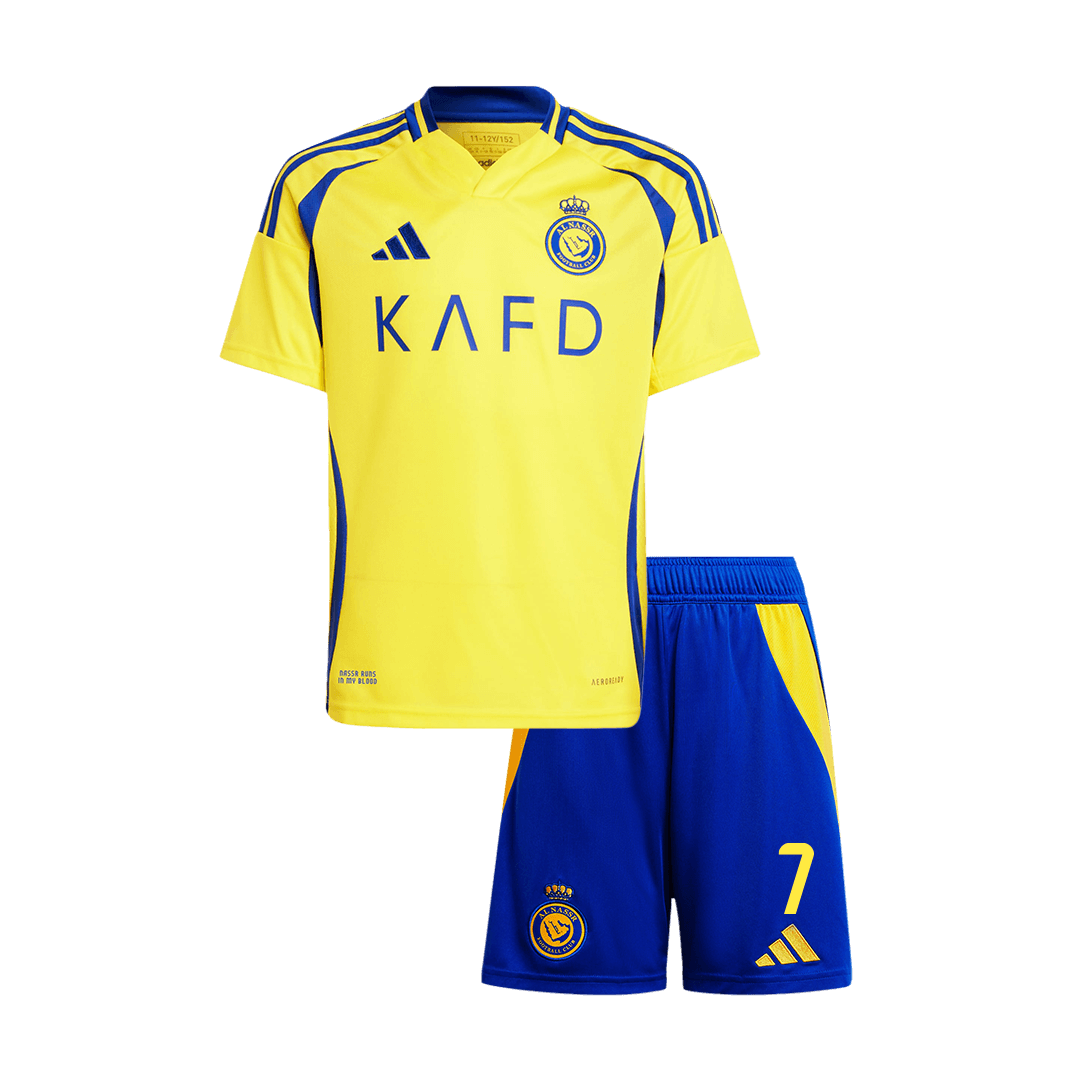 Kid's RONALDO #7 Al Nassr Home Cheap Soccer Jersey Kit(Jersey+Shorts) 2024/25 - ACL Go Soccer World Shop