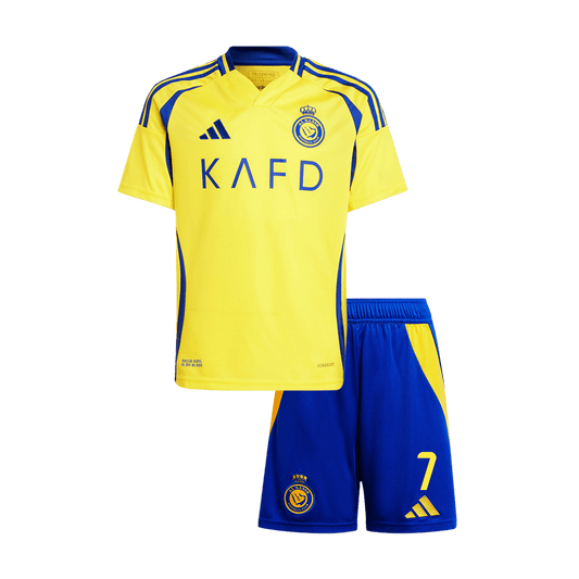 Kid's RONALDO #7 Al Nassr Home Cheap Soccer Jersey Kit(Jersey+Shorts) 2024/25 - ACL Go Soccer World Shop