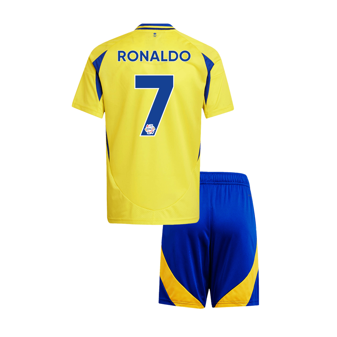 Kid's RONALDO #7 Al Nassr Home Cheap Soccer Jersey Kit(Jersey+Shorts) 2024/25 Go Soccer World Shop