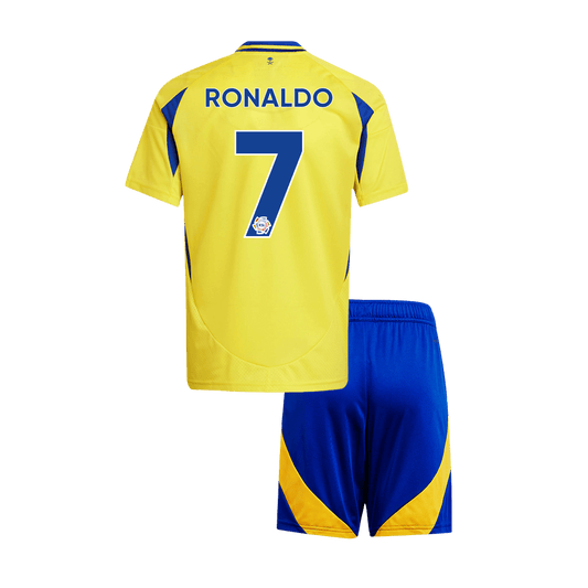 Kid's RONALDO #7 Al Nassr Home Cheap Soccer Jersey Kit(Jersey+Shorts) 2024/25 Go Soccer World Shop
