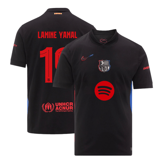 LAMINE YAMAL #19 Barcelona Away Cheap Soccer Jersey 2024/25k - Spotify Logo Without Text Go Soccer World Shop
