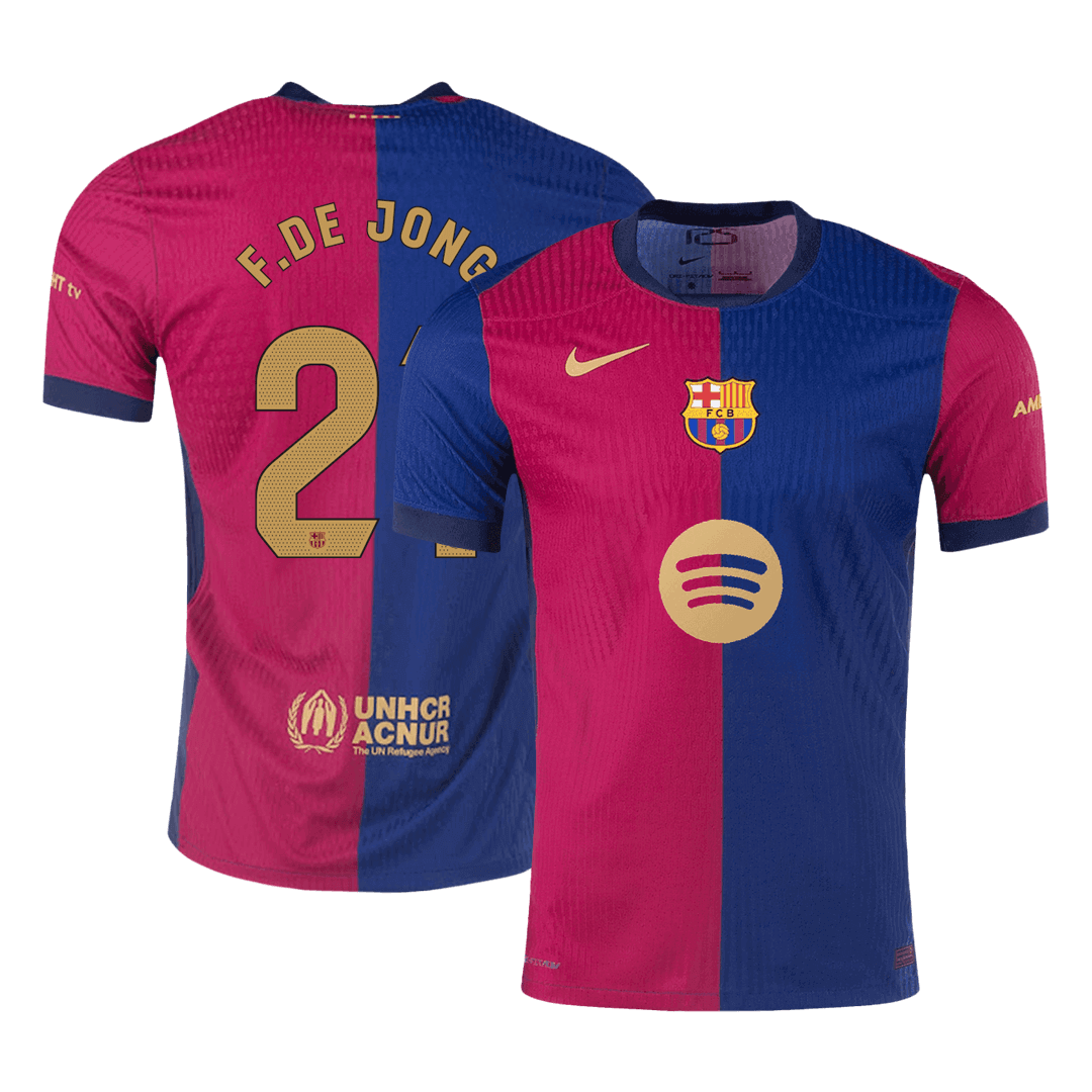 Player Version F.DE JONG #21 Barcelona Home Cheap Soccer Jersey 2024/25 - Spotify Logo Without Text Go Soccer World Shop