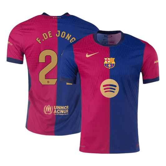 Player Version F.DE JONG #21 Barcelona Home Cheap Soccer Jersey 2024/25 - Spotify Logo Without Text Go Soccer World Shop