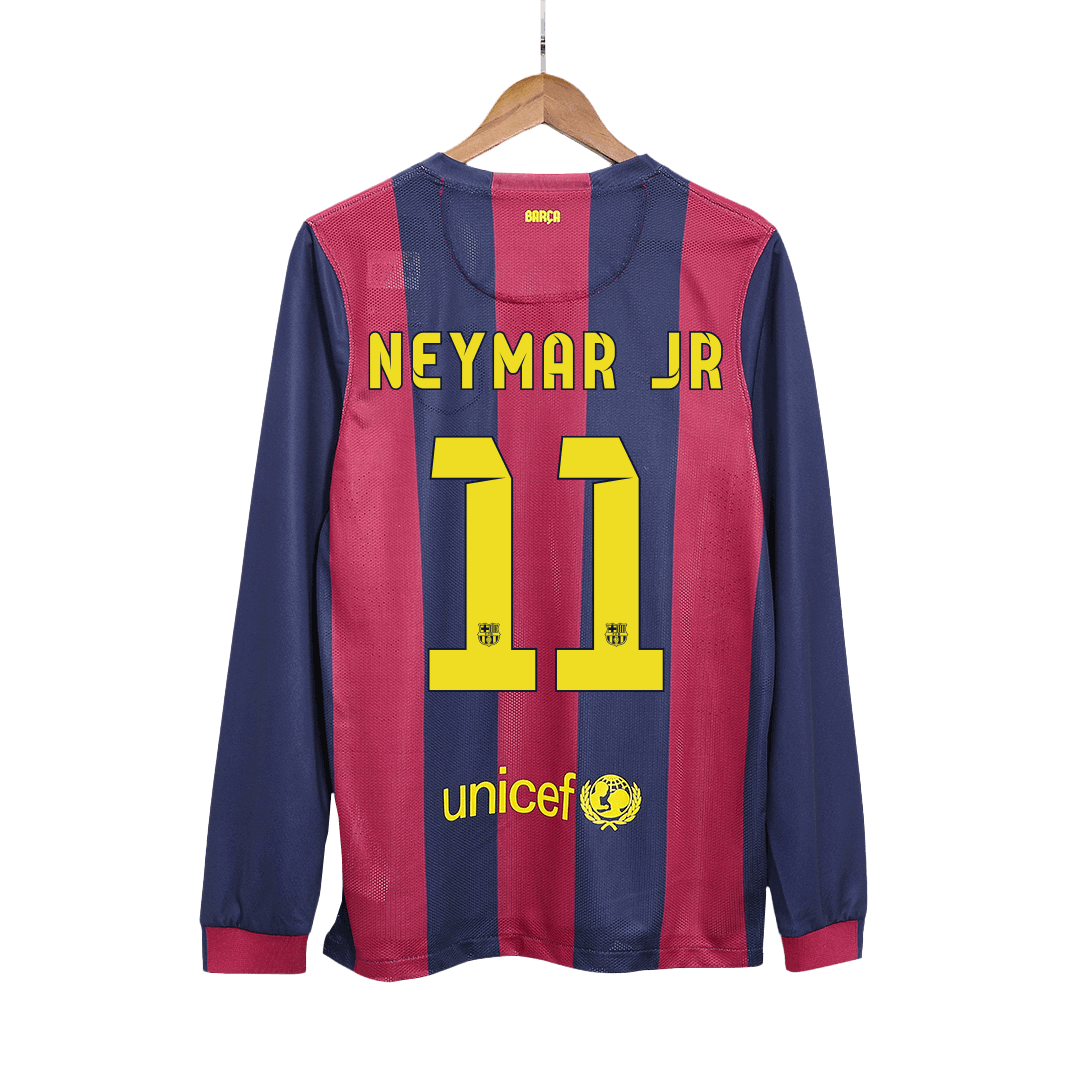 Retro NEYMAR JR #11 2014/15 Barcelona Home Long Sleeve Cheap Soccer Jersey Go Soccer World Shop