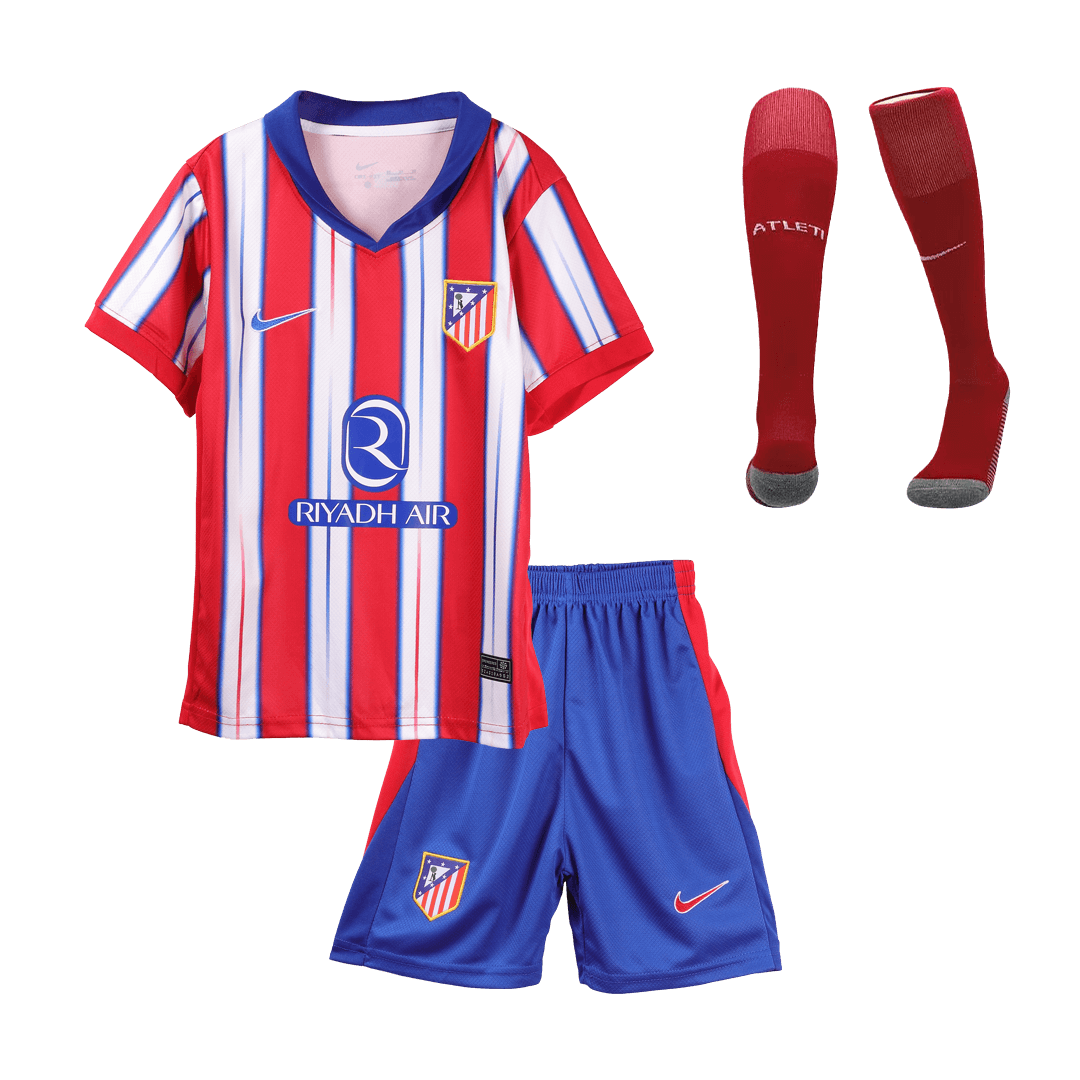 Kid's Atletico Madrid Home Cheap Soccer Jersey Kit(Jersey+Shorts+Socks) 2024/25 Go Soccer World Shop