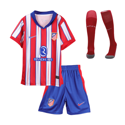 Kid's Atletico Madrid Home Cheap Soccer Jersey Kit(Jersey+Shorts+Socks) 2024/25 Go Soccer World Shop