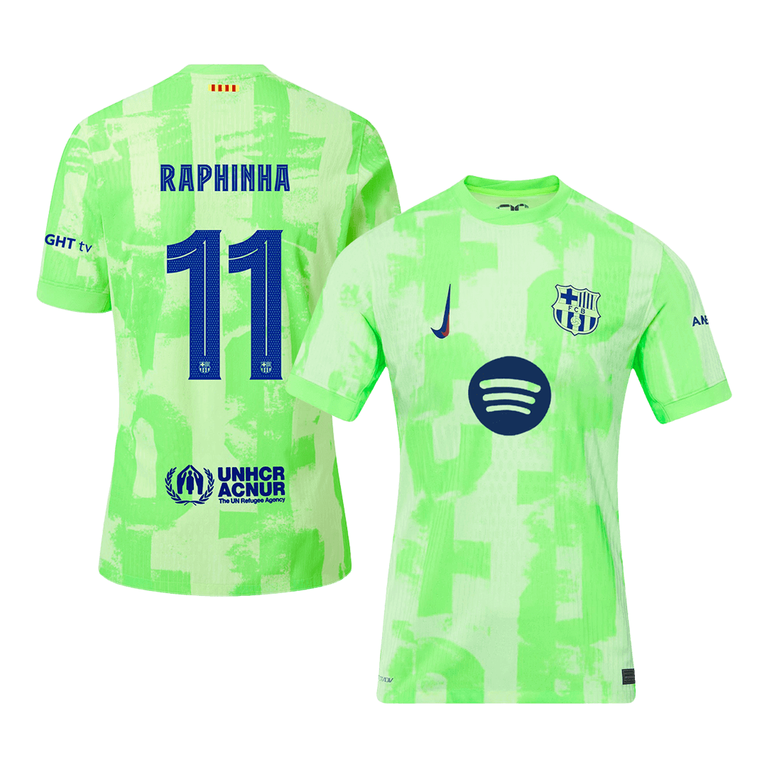 Player Version RAPHINHA #11 Barcelona Third Away Cheap Soccer Jersey 2024/25 - UCL?Spotify Logo Without Text? Go Soccer World Shop