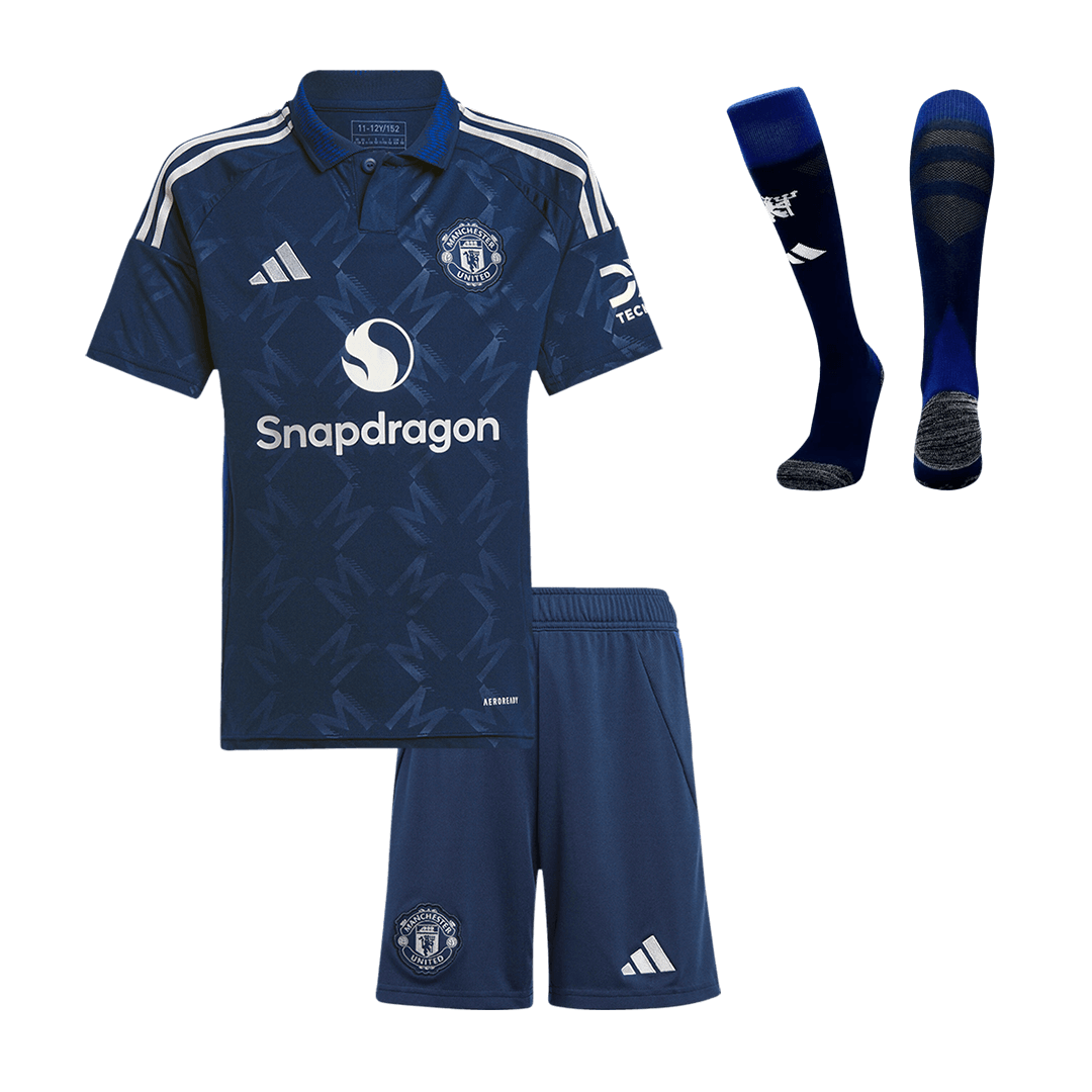 Kid's Manchester United Away Cheap Soccer Jersey Kit(Jersey+Shorts+Socks) 2024/25 Go Soccer World Shop