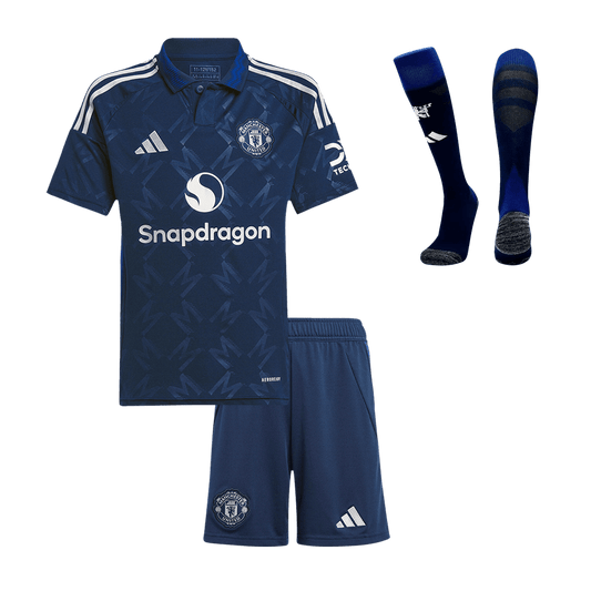 Kid's Manchester United Away Cheap Soccer Jersey Kit(Jersey+Shorts+Socks) 2024/25 Go Soccer World Shop