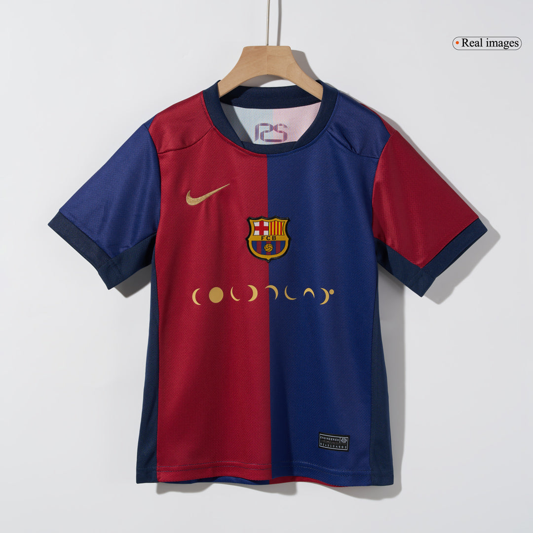 Kid's Barcelona Home Cheap Soccer Jersey Kit(Jersey+Shorts) 2024/25 - COLDPLAY Go Soccer World Shop