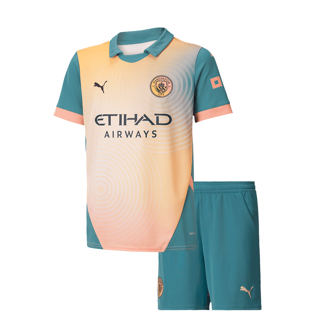 Kid's Manchester City Fourth Away Cheap Soccer Jersey Kit(Jersey+Shorts) 2024/25- Definitely City (UCL) Go Soccer World Shop