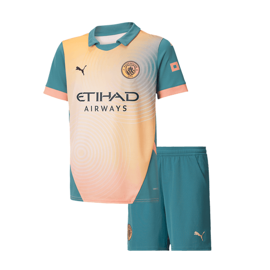 Kid's Manchester City Fourth Away Cheap Soccer Jersey Kit(Jersey+Shorts) 2024/25- Definitely City (UCL) Go Soccer World Shop