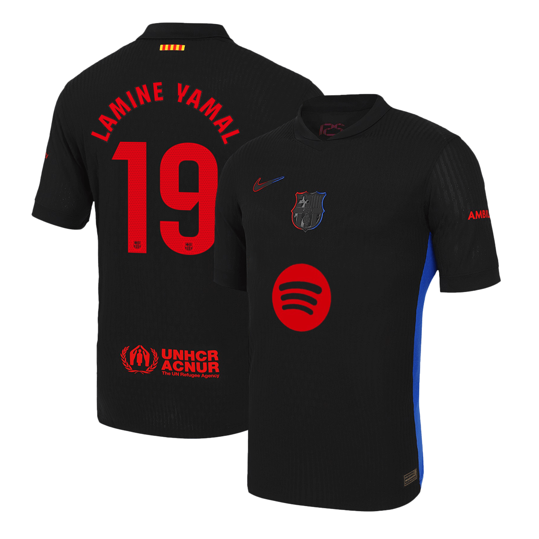 Player Version LAMINE YAMAL #19 Barcelona Away Cheap Soccer Jersey 2024/25 - Spotify Logo Without Text Go Soccer World Shop