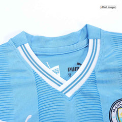 Kid's Manchester City Home Cheap Soccer Jersey Kit(Jersey+Shorts) 2023/24 Go Soccer World Shop
