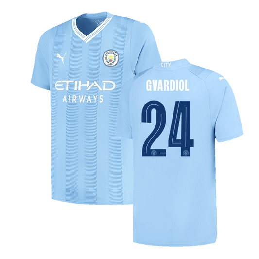 GVARDIOL #24 Manchester City Home Cheap Soccer Jersey 2023/24 - UCL Go Soccer World Shop