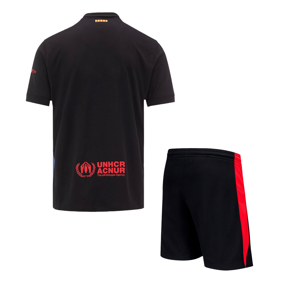 Barcelona Away Cheap Soccer Jersey Kit(Jersey+Shorts) 2024/25 - Spotify Logo Without Text Go Soccer World Shop