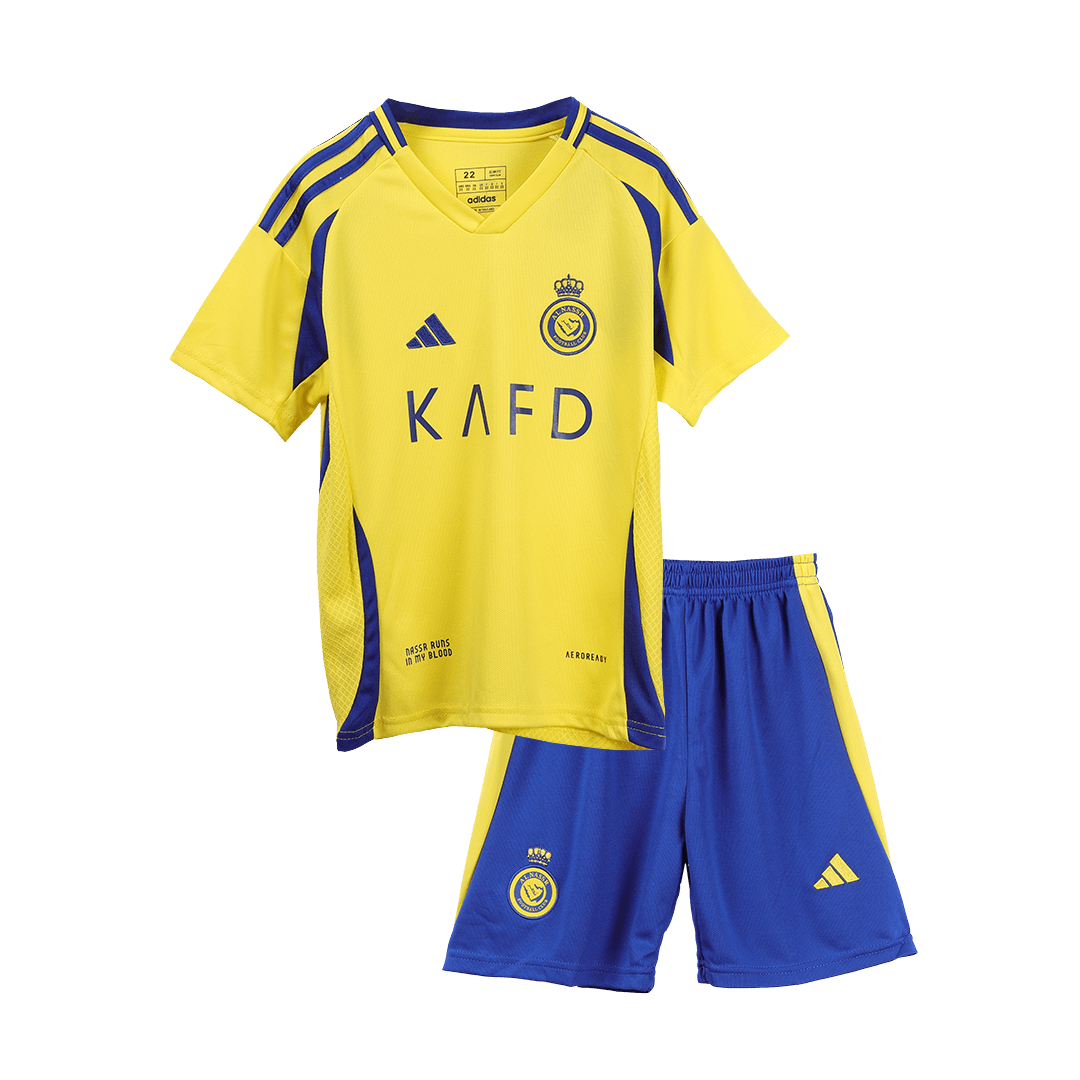 Kid's RONALDO #7 Al Nassr Home Cheap Soccer Jersey Kit(Jersey+Shorts+Socks) 2024/25 Go Soccer World Shop