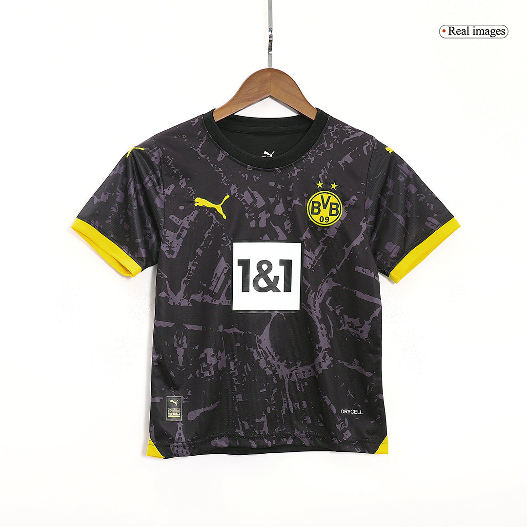Kid's Borussia Dortmund Away Cheap Soccer Jersey Kit(Jersey+Shorts) 2023/24 Go Soccer World Shop