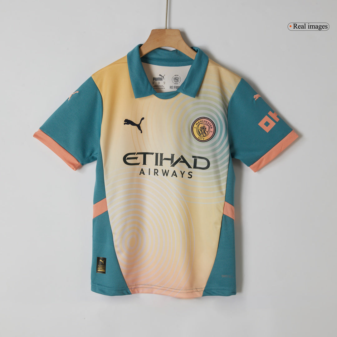 Kid's Manchester City Fourth Away Cheap Soccer Jersey Kit(Jersey+Shorts) 2024/25- Definitely City (UCL) Go Soccer World Shop