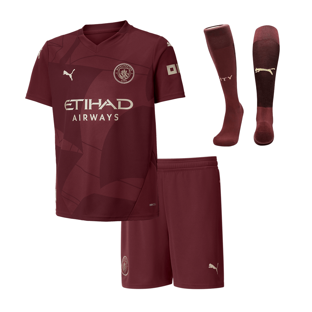 Kid's Manchester City Third Away Cheap Soccer Jersey Kit(Jersey+Shorts+Socks) 2024/25 Go Soccer World Shop