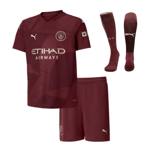 Kid's Manchester City Third Away Cheap Soccer Jersey Kit(Jersey+Shorts+Socks) 2024/25 Go Soccer World Shop