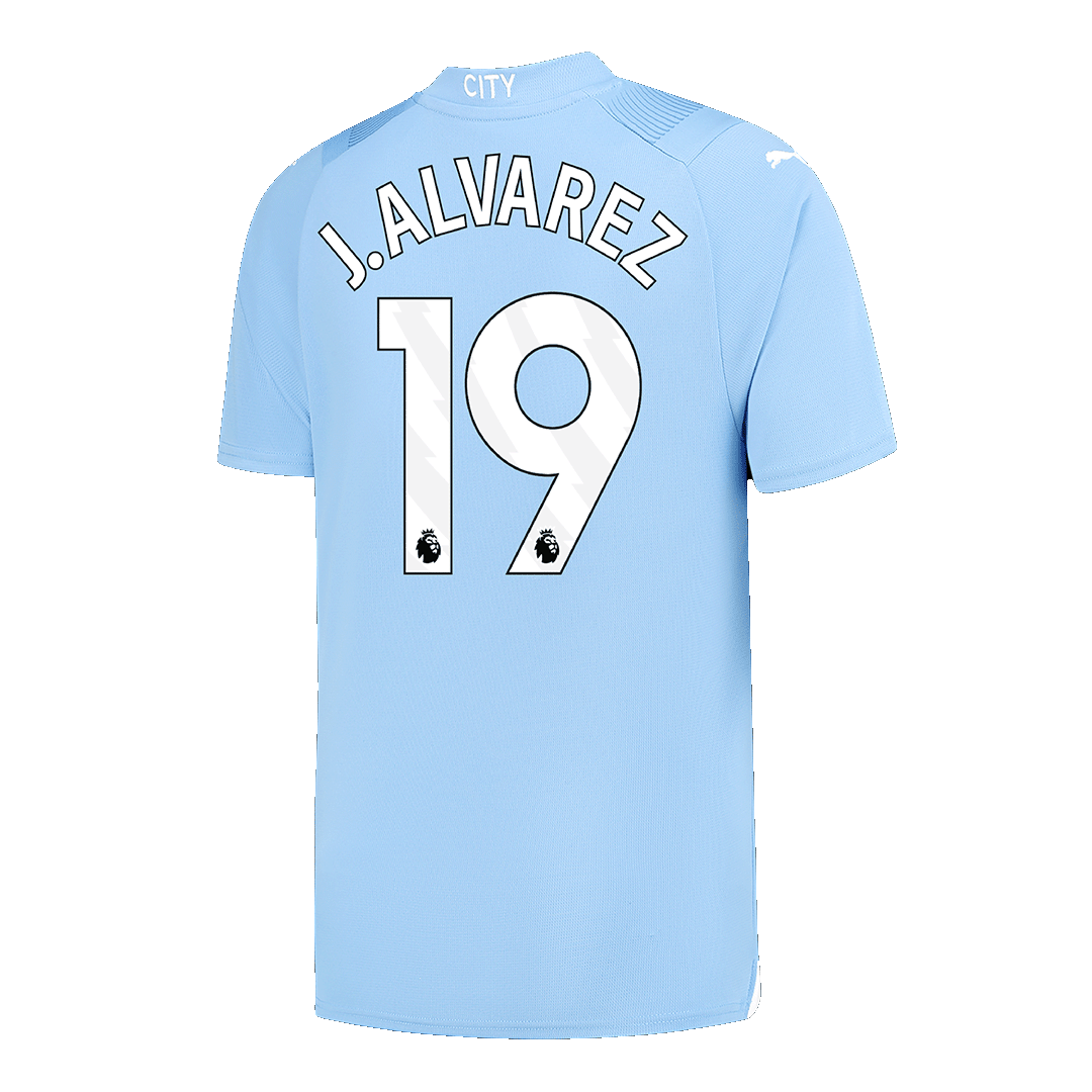 J.ALVAREZ #19 Manchester City Home Cheap Soccer Jersey 2023/24 Go Soccer World Shop