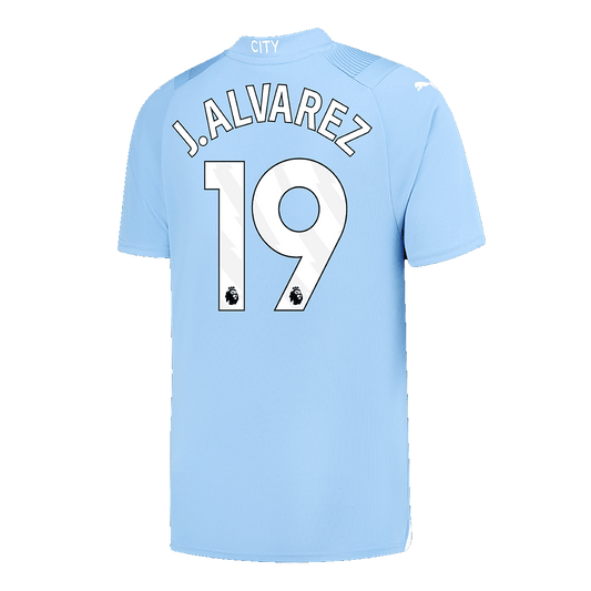 J.ALVAREZ #19 Manchester City Home Cheap Soccer Jersey 2023/24 Go Soccer World Shop