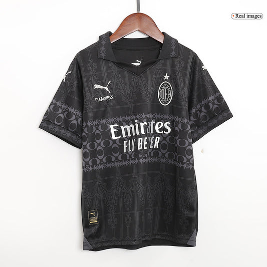 Kid's AC Milan x Pleasures Fourth Away Cheap Soccer Jersey Kit(Jersey+Shorts) 2023/24 Go Soccer World Shop